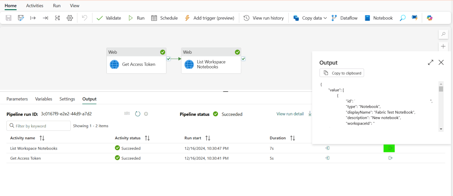 Microsoft Fabric: Fabric REST API in Data Pipeline