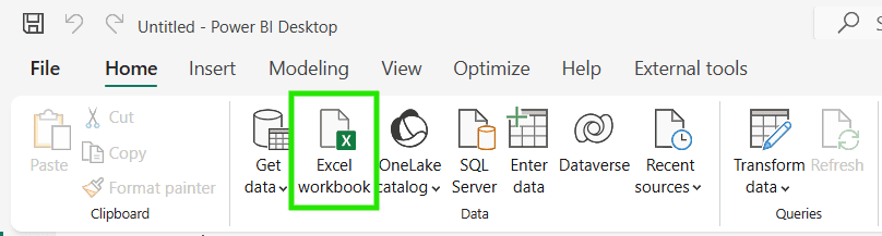 Import Microsoft Excel data into Power BI Desktop